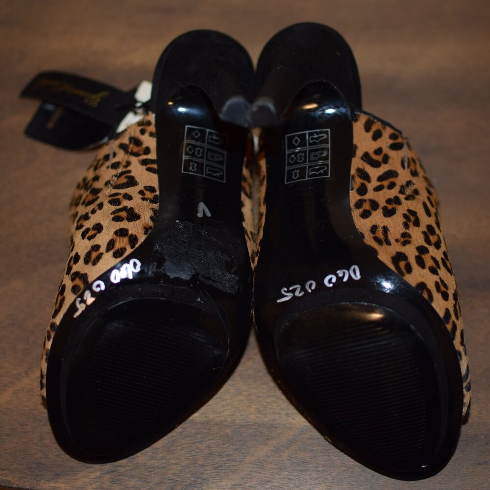 MANGO Animal Print Leather Hair On Cheetah Peep Toe Heels Date Night Classy - 6 - Picture 10 of 12